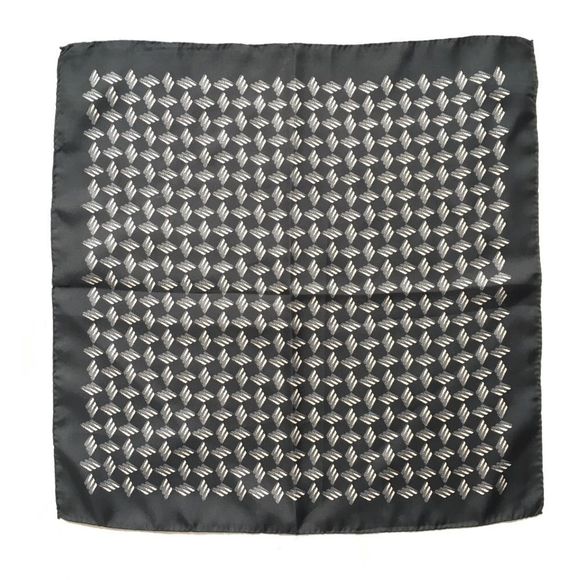 Vintage Italian silk pocket square black white geometric print silk bandanna - Picture 1 of 10